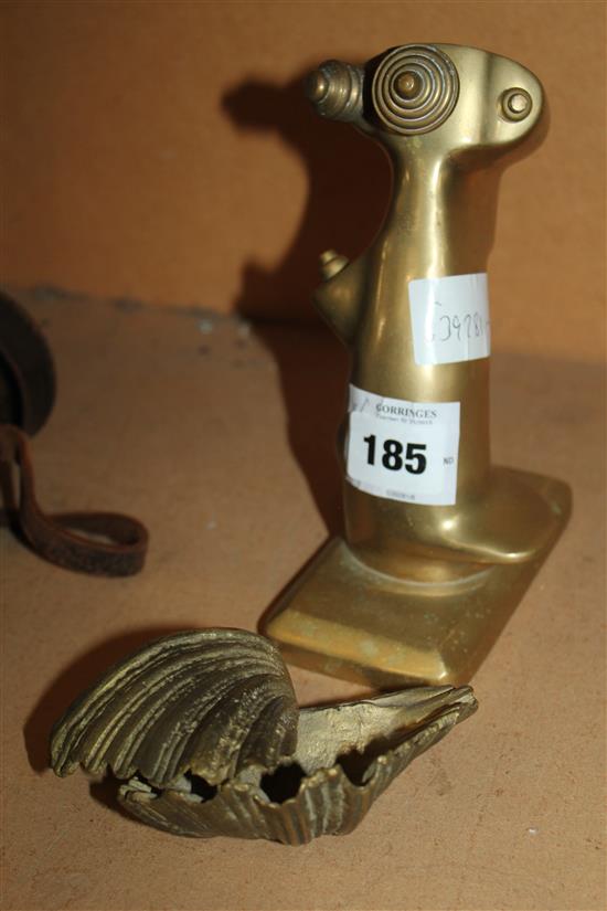 Brass 1960s joystick and shell scraper